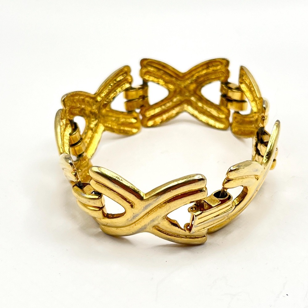 Vintage Gold‎ Tone Twist Braided Herringbone 6.5" Bracelet | Comes w/ Gift Box